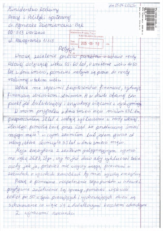 renta wdowia petycja