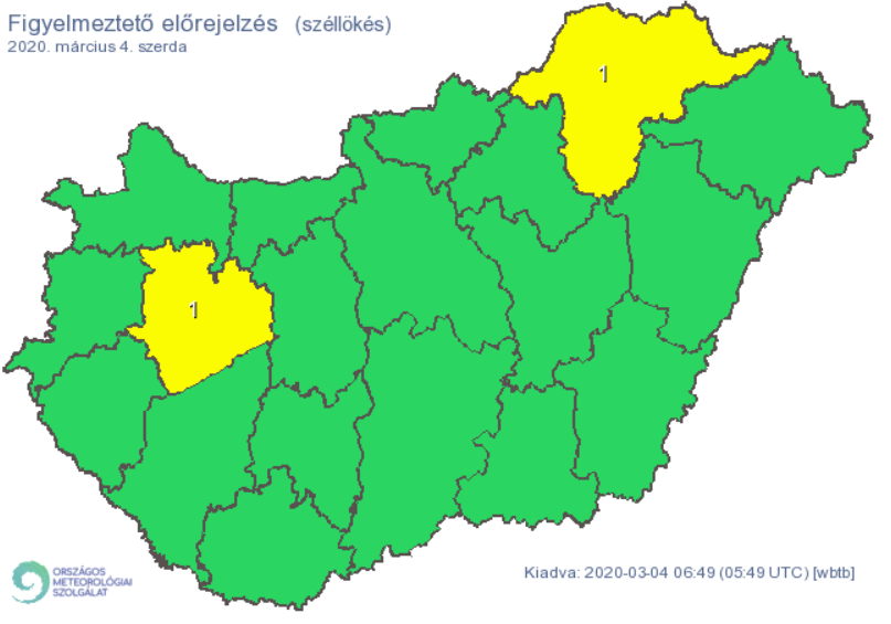 Az Országos Meteorológiai Szolgálat vészjelzése /Fotó: met.hu