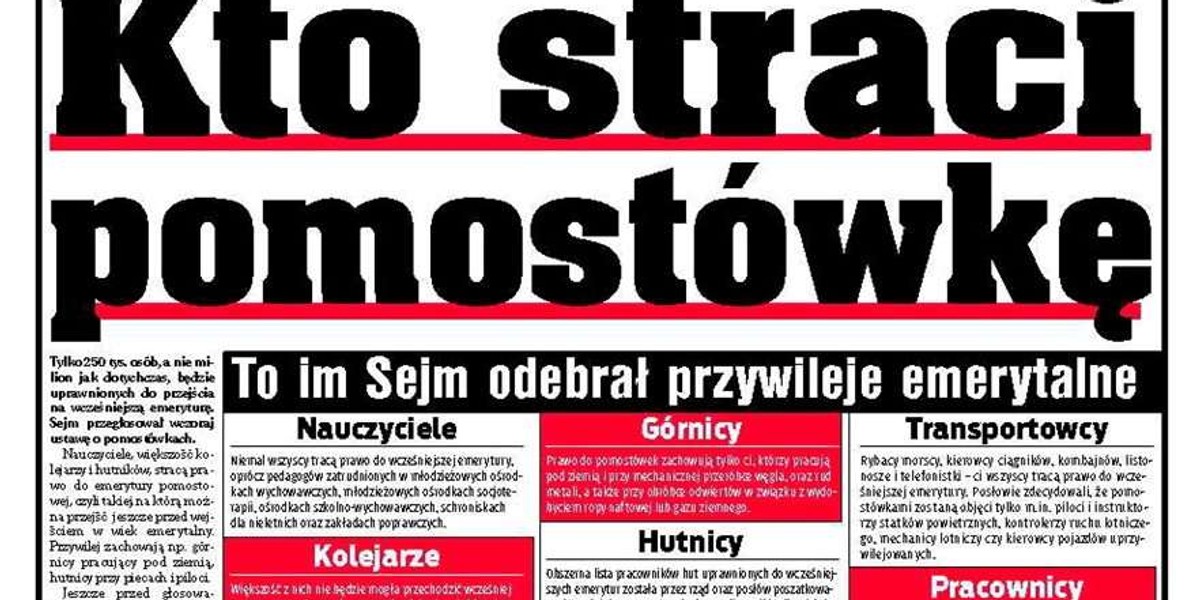 Kto straci pomostówkę?