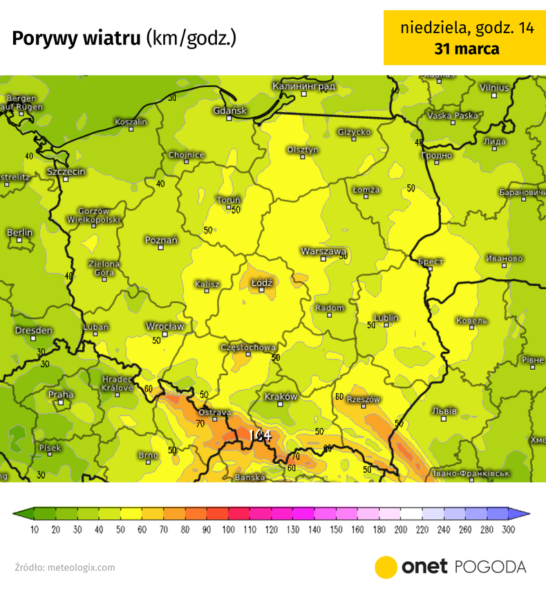 W całym kraju okresami powieje dość silny wiatr, najmocniejszy na krańcach południowych