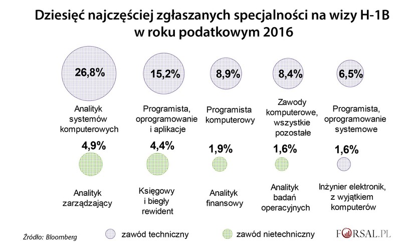 Na jakie stanowiska najczęściej sprowadzani są pracownicy z zagranicy? Większość firm starających się o wizę pracowniczą chce znaleźć pracownika na stanowiska związane z technologiami. Najczęściej poszukiwani specjaliści to analitycy systemów komputerowych i programiści. W 2016 r. ponad jedna czwarta wiz wydana była właśnie dla analityków systemów komputerowych. Ponad 30 proc. to programiści różnych specjalności.