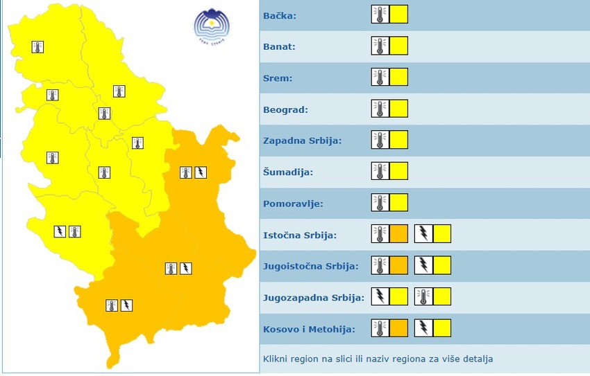 Meteoalarm za subotu