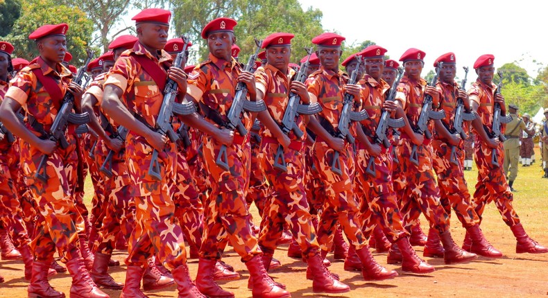 Uganda Prisons officers on parade in their new uniform