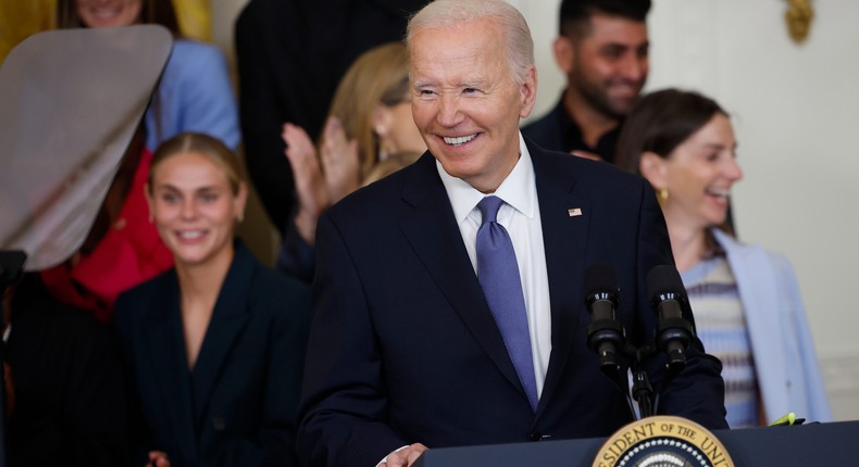 Sitting for an interview on Wednesday, Biden subtly acknowledged how age factored into his decision to step aside.Kevin Dietsch/Getty Images