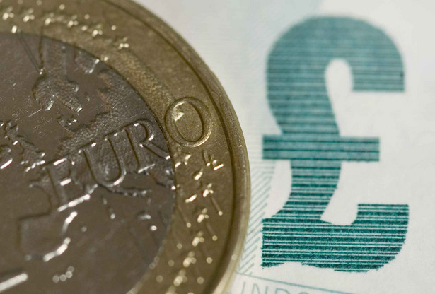 Moneta euro i banknot 5 funtowy