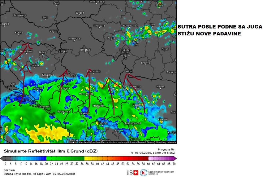 U petak nove padavine stižu sa juga