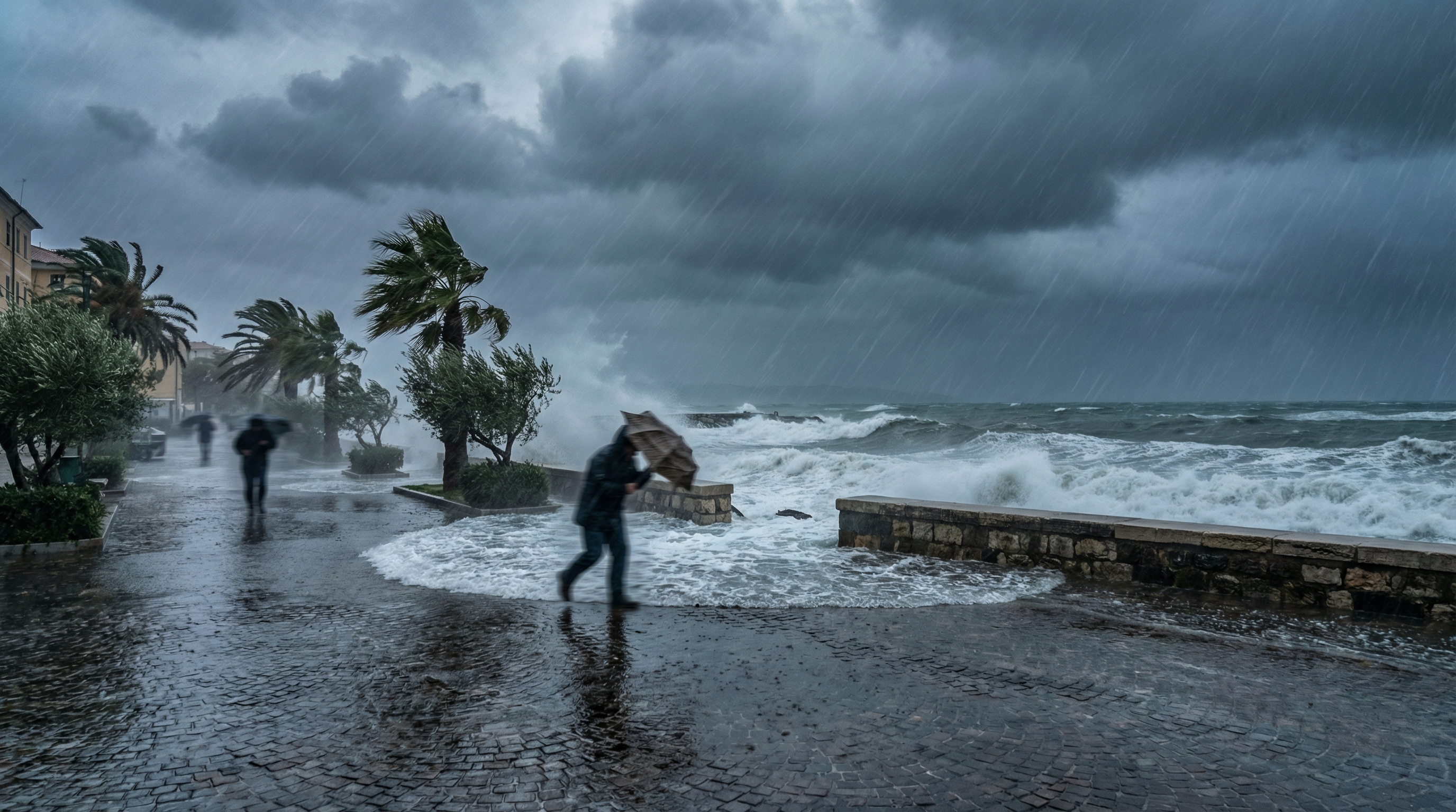 Maltempo estremo in Italia: 200 mm di pioggia e venti a 100 km/h