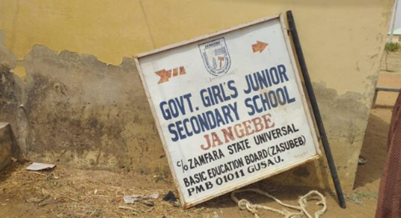 A signpost of the Government Girls Junior Secondary School, Jangebe in Zamfara State [TheCable]