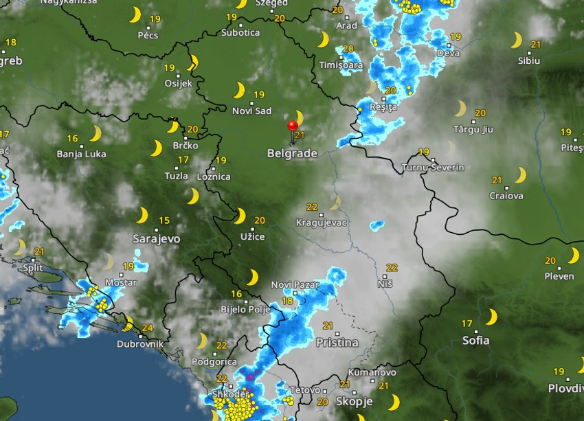 Kretanje nevremena u 4 sata