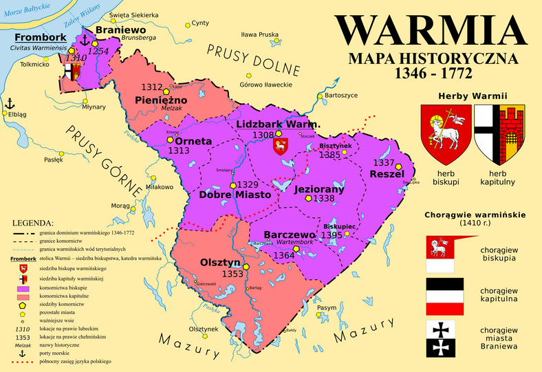 Historyczna mapa Warmii