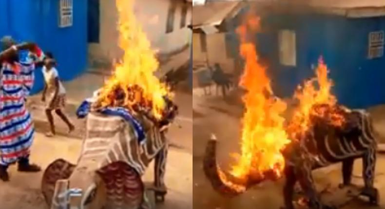 Man quits NPP; burns party paraphernalia over failed promises 