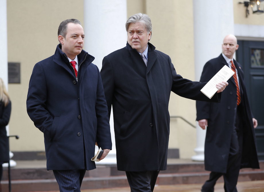 The White House chief of staff, Reince Priebus, and chief strategist, Steve Bannon.
