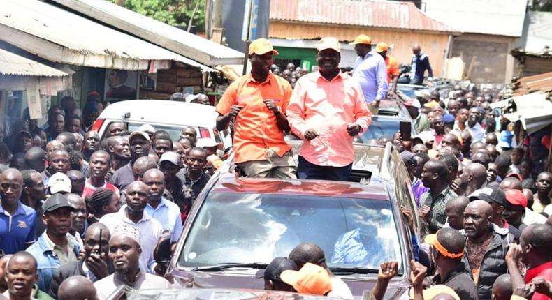 Raila Odinga and Imran Okoth enroute to The Kibra Confirmation Rally 