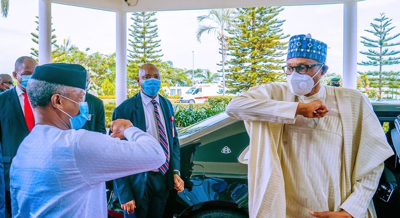 Vice President Yemi Osinbajo (left) and President Muhammadu Buhari (right) [Presidency]