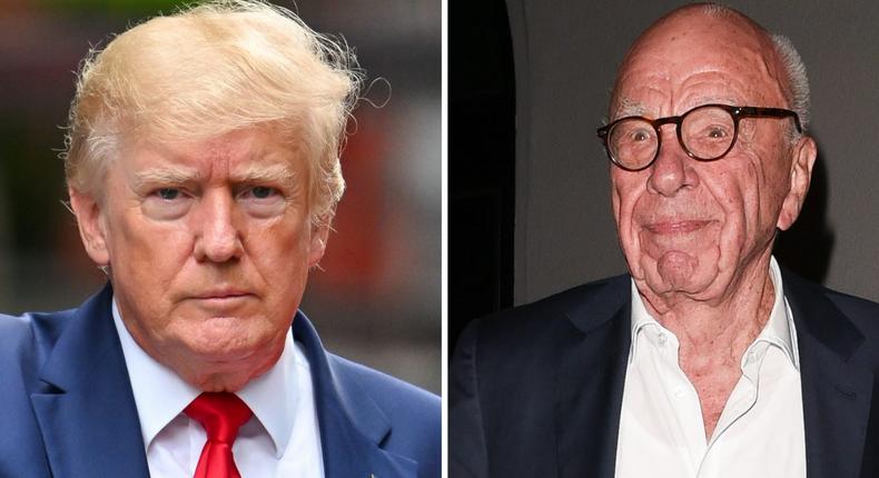 Former President Donald Trump, left, and Rupert Murdoch, right, in a composite image.