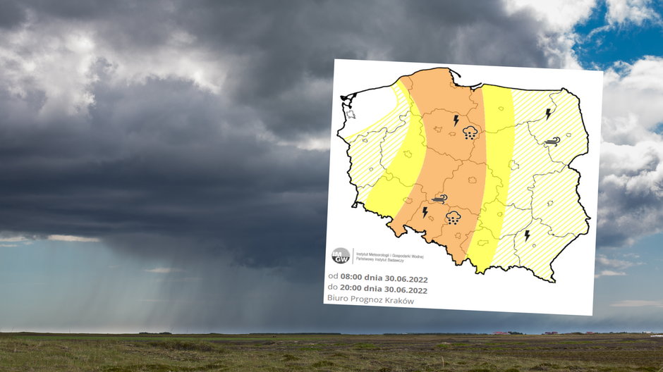 W czwartek nawet 36-37 st. C na termometrach i burze (mapa: IMGW)