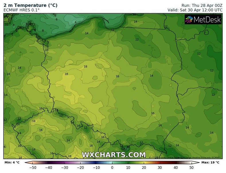 Na zachodzie będzie blisko 20 st. C