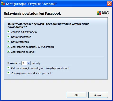 Facebook Notifier w AVG Security Toolbar