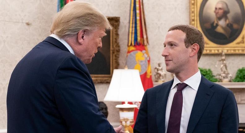 Donald Trump with Mark Zuckerberg