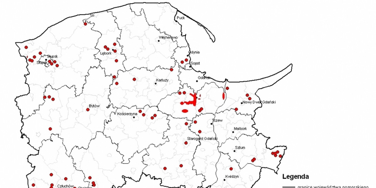 Mapa gdzie występuje barszcz Sosnowskiego