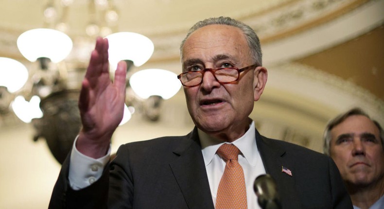 U.S. Senate Majority Leader Sen. Chuck Schumer (D-NY) speaks during a news briefing after the weekly Senate Democratic Policy Luncheon at the U.S. Capitol June 22, 2021 in Washington, DC.
