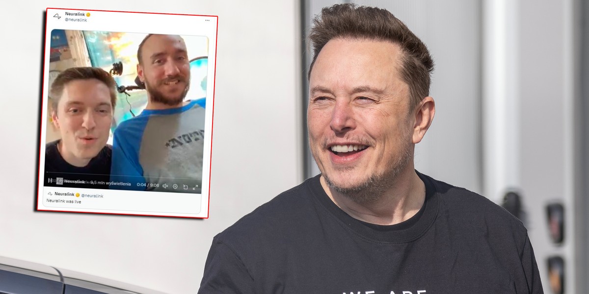 Elon Musk i kadr z transmisji