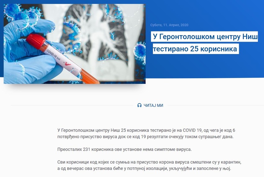 Saopštenje nadležnog ministarstva od pre dva dana