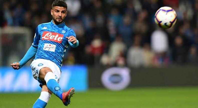 Napoli's Italian forward Lorenzo Insigne scored his eighth league goal this season