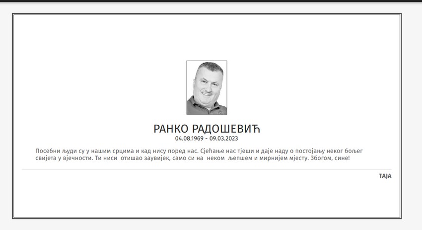 Čitulja za Eskobara