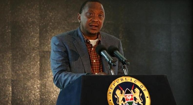 Kenyan President Uhuru Kenyatta addresses an audience during the second day of the Giant Club Summit of African leaders and others on tackling poaching of elephants and rhinos at the Fairmont Mount Kenya Safari Club in Nanyuki, Laikipia county, Kenya, Laikipia County, Kenya, April 29, 2016. REUTERS/Siegfried Modola