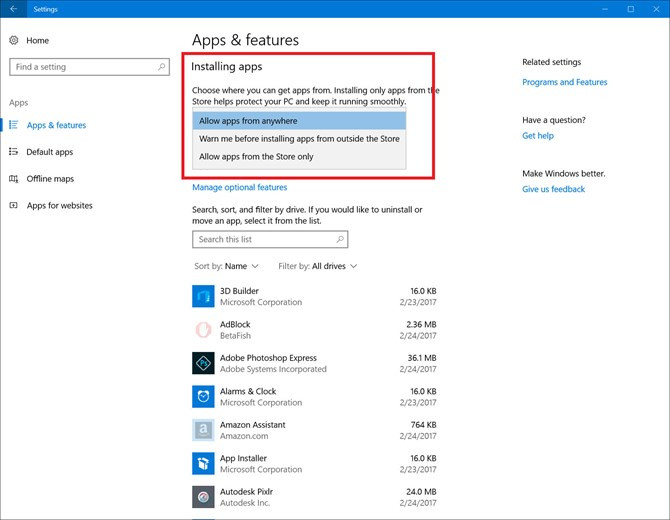 Windows 10 build 15046 pozwala blokować aplikacje spoza Sklepu Windows