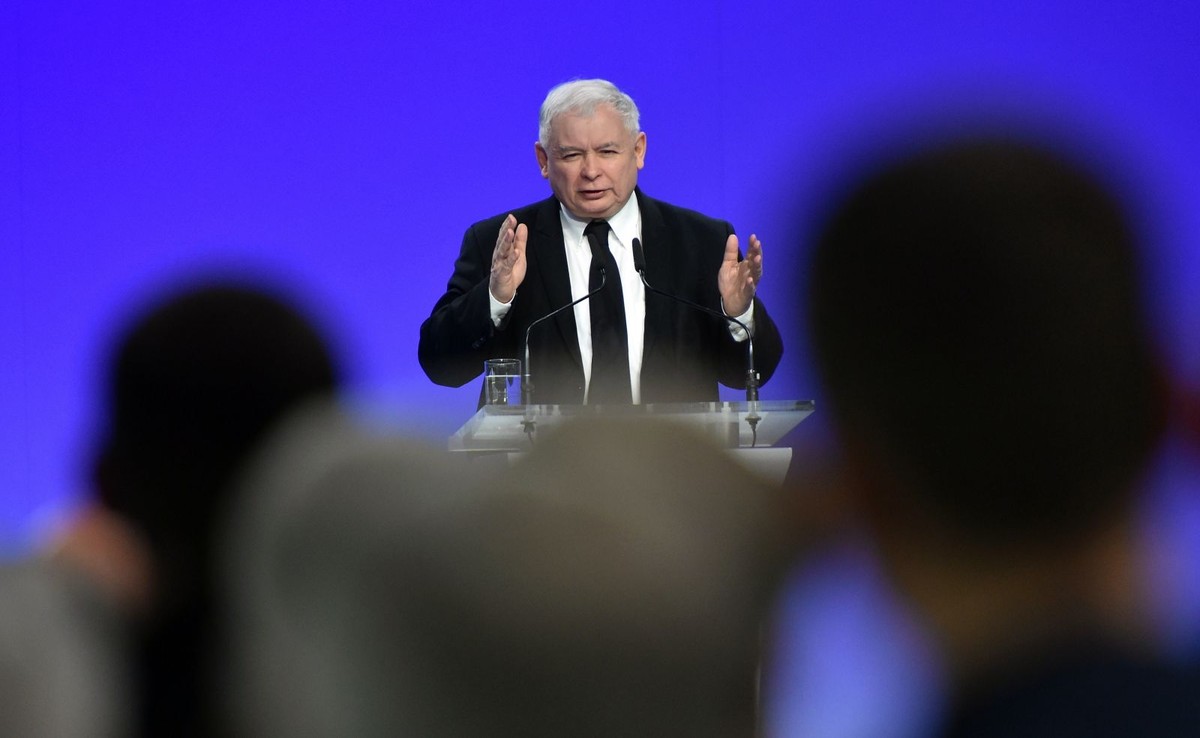 Kongres Wsi Polskiej. Jarosław Kaczyński przemawia