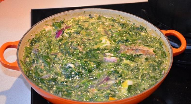Oil free Okra and fish soup (Ndudu by Fafa)