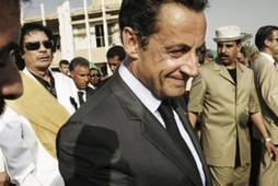 French President Nicolas Sarkozy meet Libyan Leader Muammar Gadhafi During an Official Visit in Trip