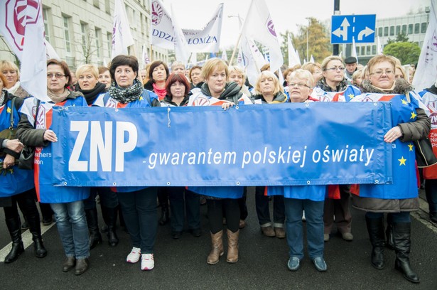 Manifestacja nauczycieli w Warszawie