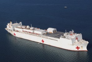 FILE PHOTO: The Military Sealift Command hospital ship USNS Comfort is anchored off the coast of Haiti