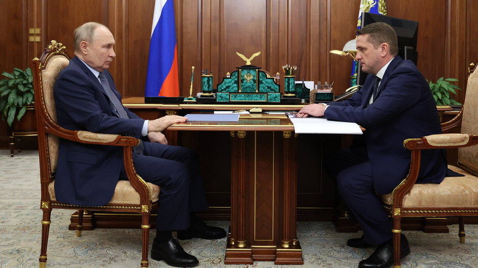 Władimir Putin podczas spotkania na Kremlu w Moskwie, Rosja, 8 kwietnia 2024 r.