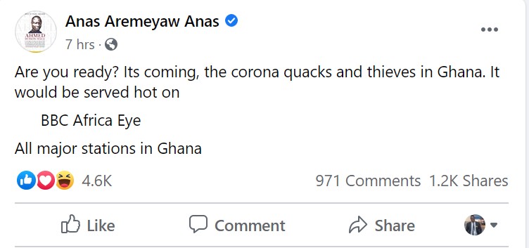 Anas' Facebook post