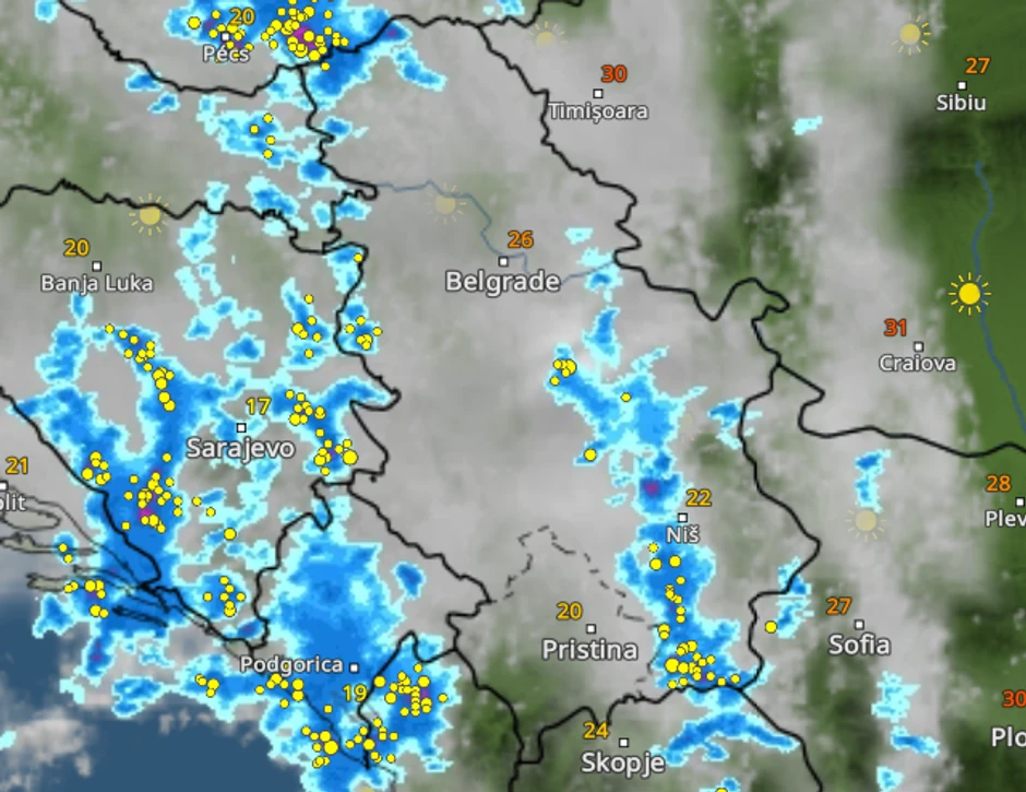 Kretanje nevremena u 19 sati