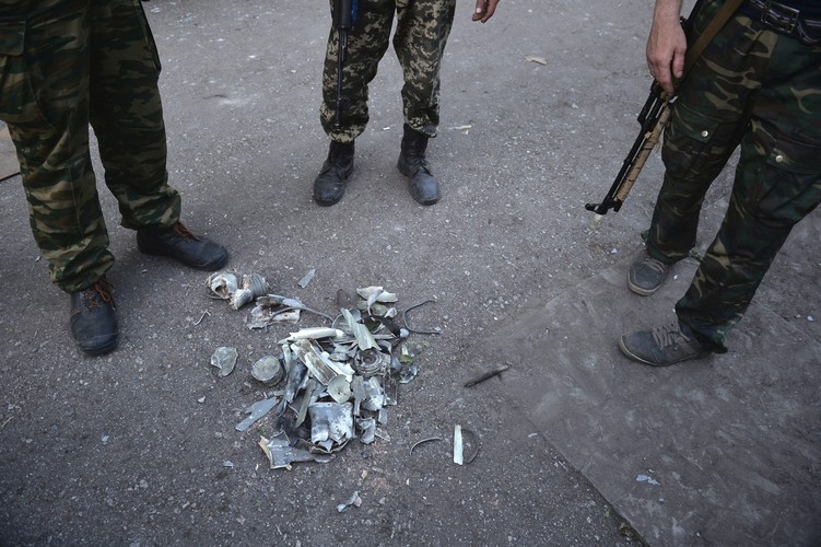 Posterunek separtystów niedaleko Ługańska na wschodzie Ukrainy