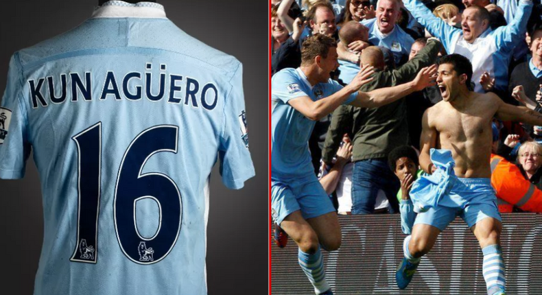 Sergio Aguero's 2012 title-winning shirt 