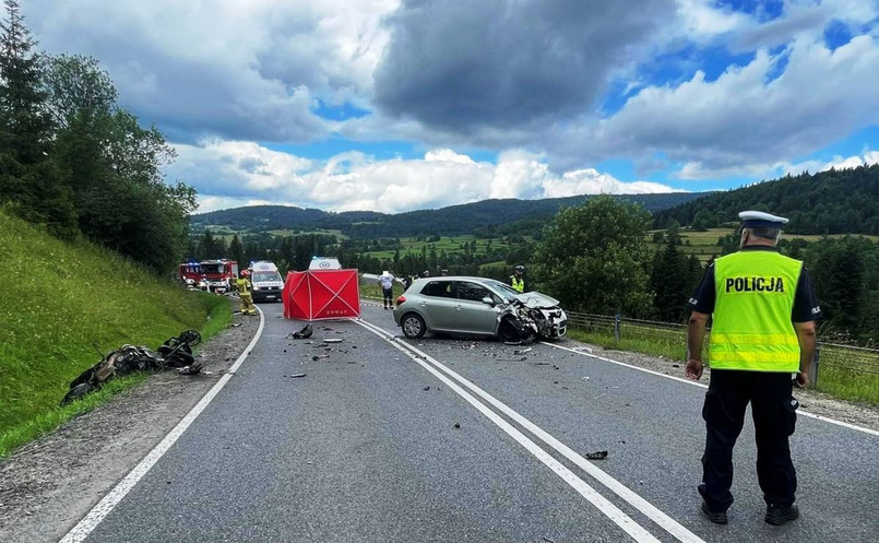Wypadek z udziałem motocyklistów