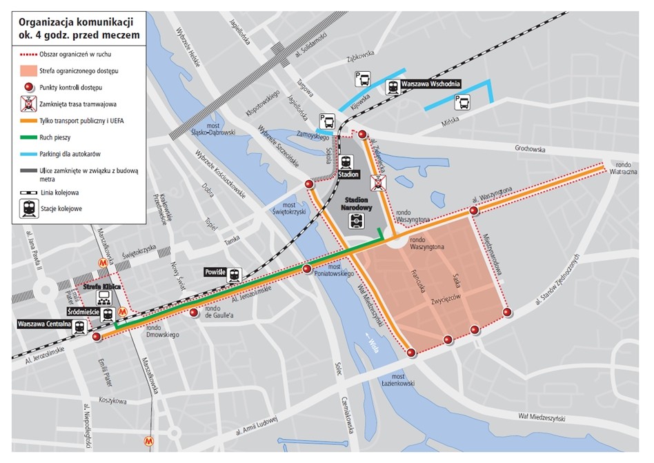 Warszawa - komunikacja na Euro