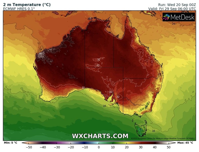 W przyszłym tygodniu w Australii temperatura przekroczy 40 st. C