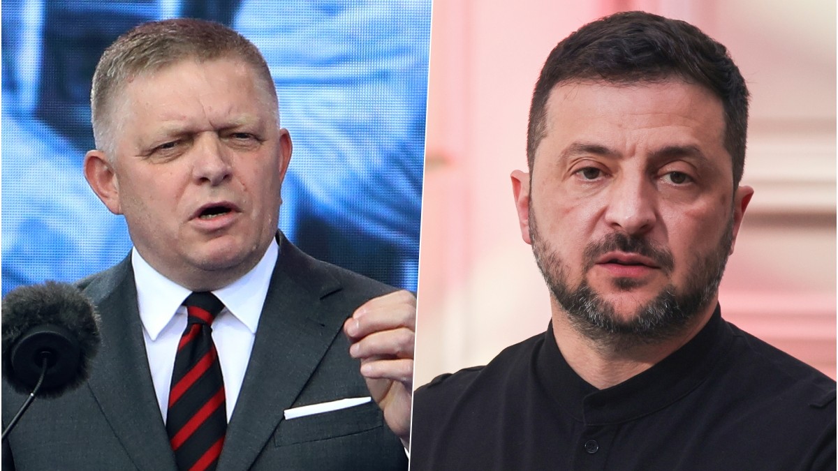 Predseda vlády SR Robert Fico a ukrajinský prezident Volodymyr Zelenskyj.