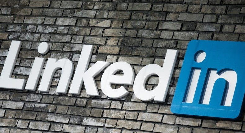 The logo of LinkedIn can be seen at the dmexco digital fair in Cologne, Germany, 13 September 2017.