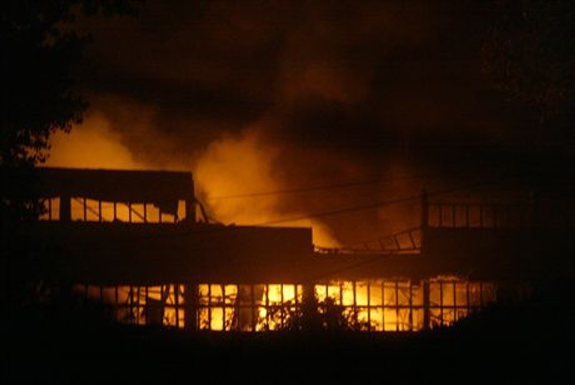 Pożar fabryki w Wilanowie