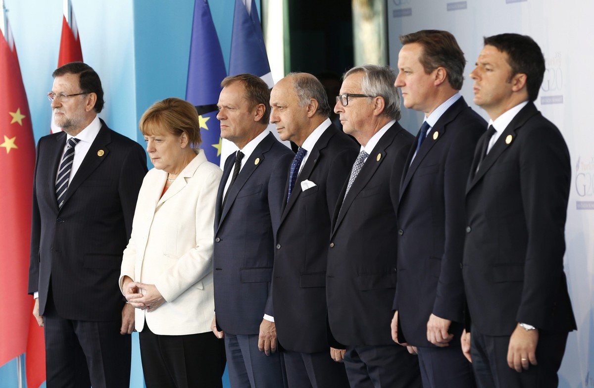 Mariano Rajoy Brey, Angela Merkel, Donald Tusk, Laurent Fabius, Jean-Claude Juncker, David Cameron, Matteo Renzi 