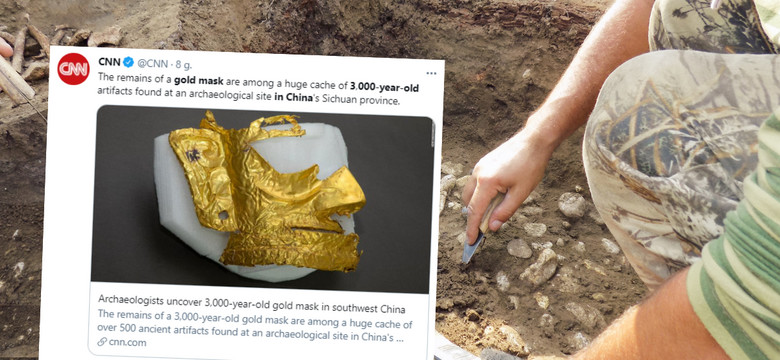 Niezwykłe odkrycie w Chinach. To fragment złotej maski liczącej 3 tys. lat