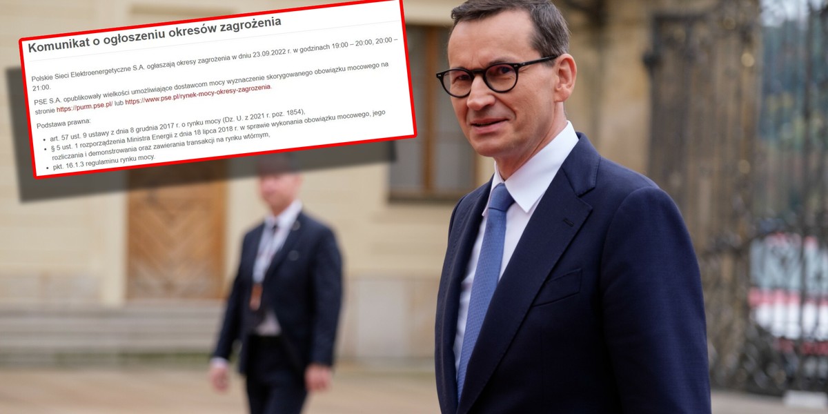 Premier Mateusz Morawiecki oraz alert PSE z 23 września